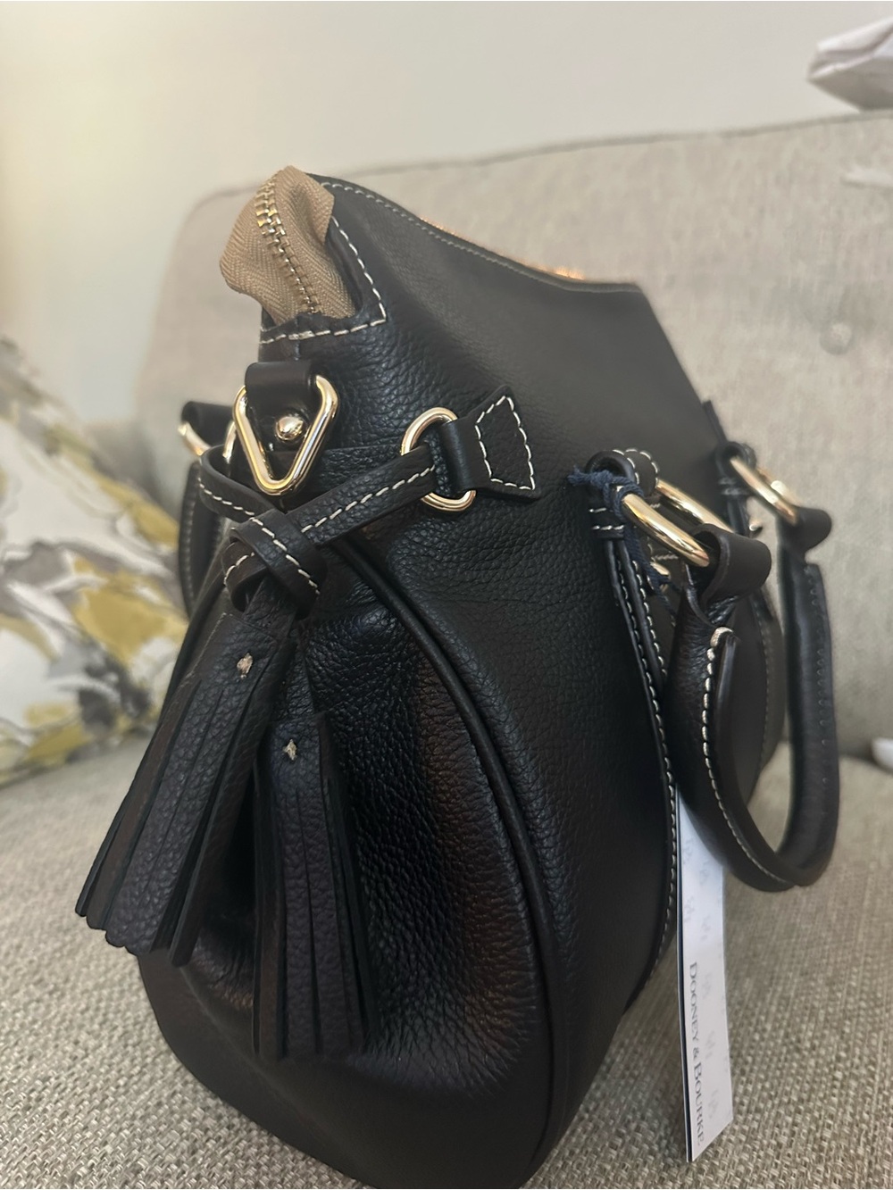 Dooney & Bourke SET w: NWT Black Leather Satchel, & Signature Logo wallet - Picture 13 of 16